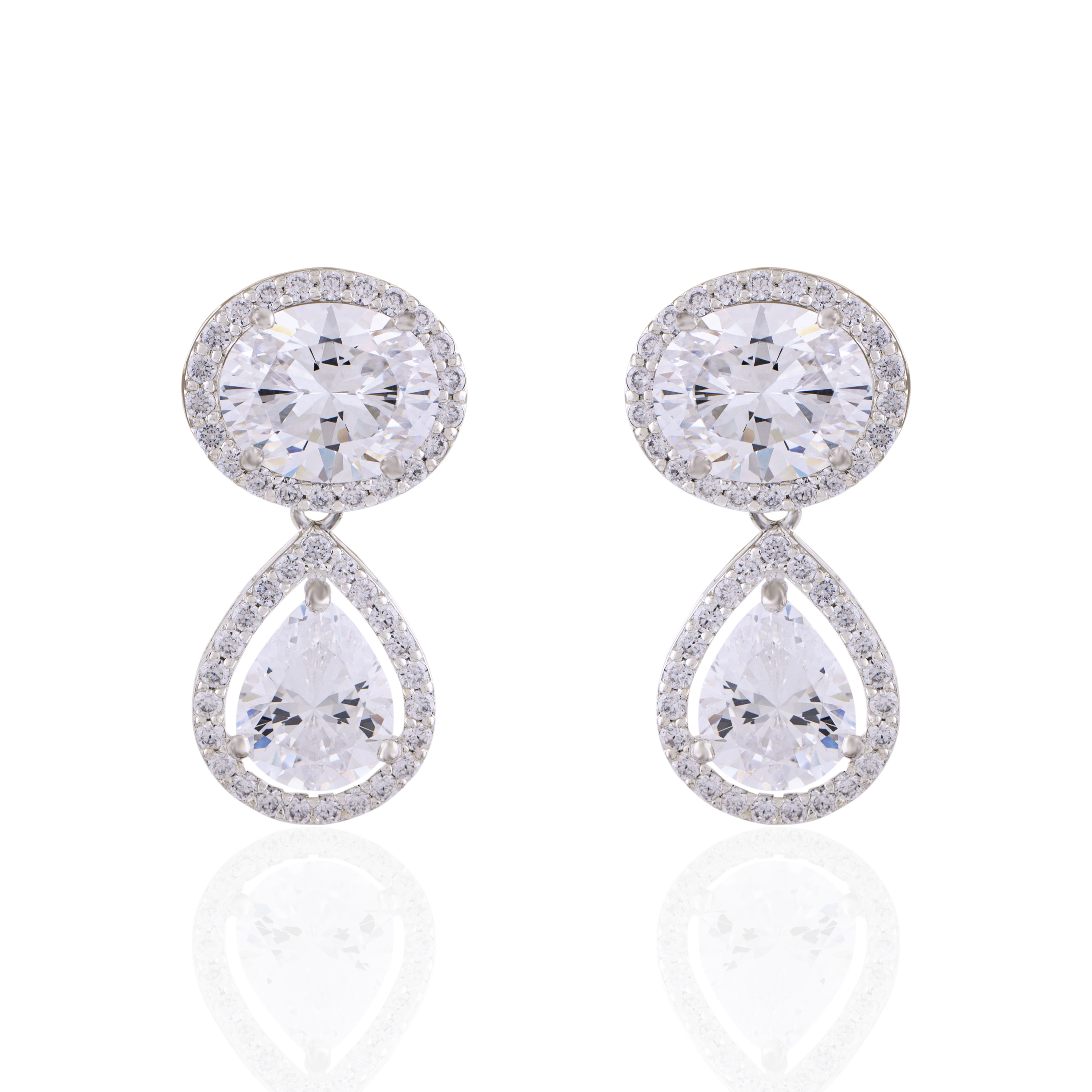 Oval Solitaire with Pear Drop Earrings